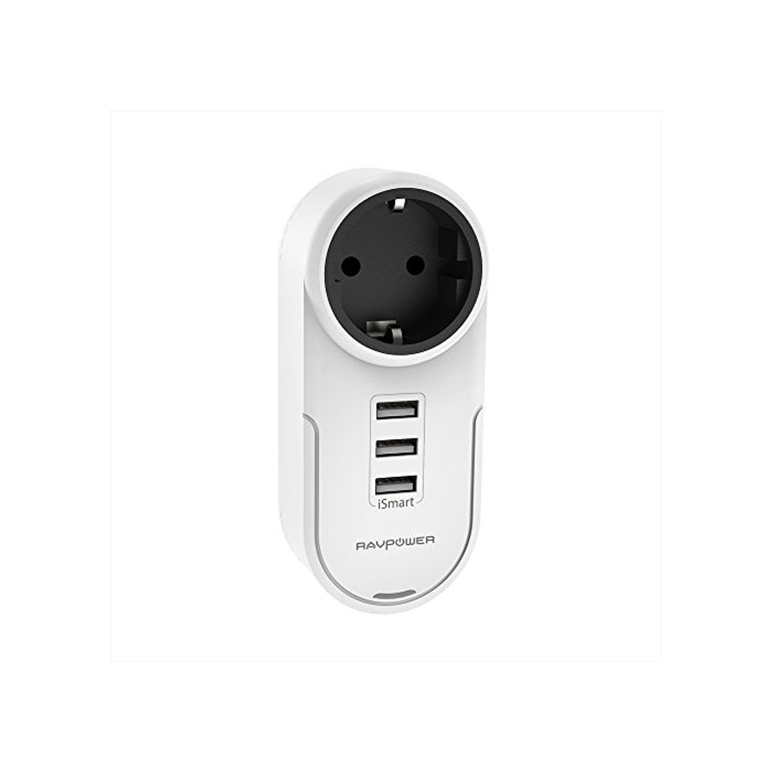 Social Cargador USB de Pared RAVPower Cargador Enchufe Giratorio con 3 Puertos USB y 1 Toma de CA Gira 180 Grados Compatible con iPhone 11 Pro MAX XS MAX XR X 8 Plus Macbook Pro Air iPad Lámpara Blanco