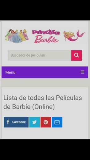 Una página donde pueden ver películas de barbie ❤