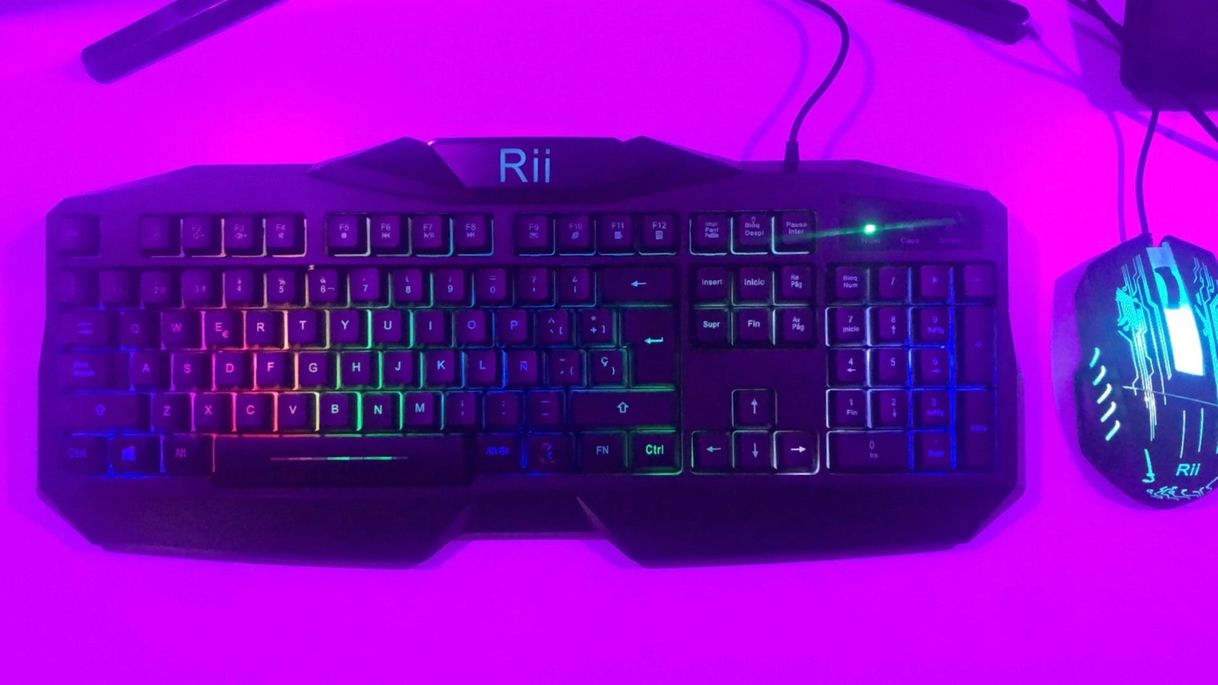 Product Teclado Rii/Ovegna RK400: juego de teclado para videojuegos profesional, retroiluminado, 7 colores