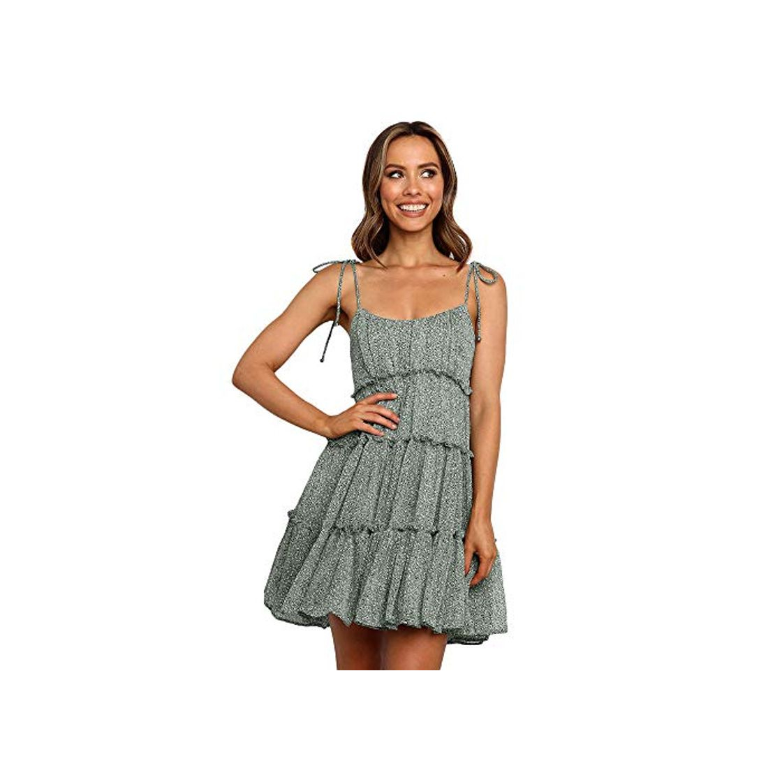 Social NOBRAND 2020 Vestido de Mujer Sling de Europa y América Falda de Pastel de múltiples Capas de Cintura Alta Floral Fresca pequeña