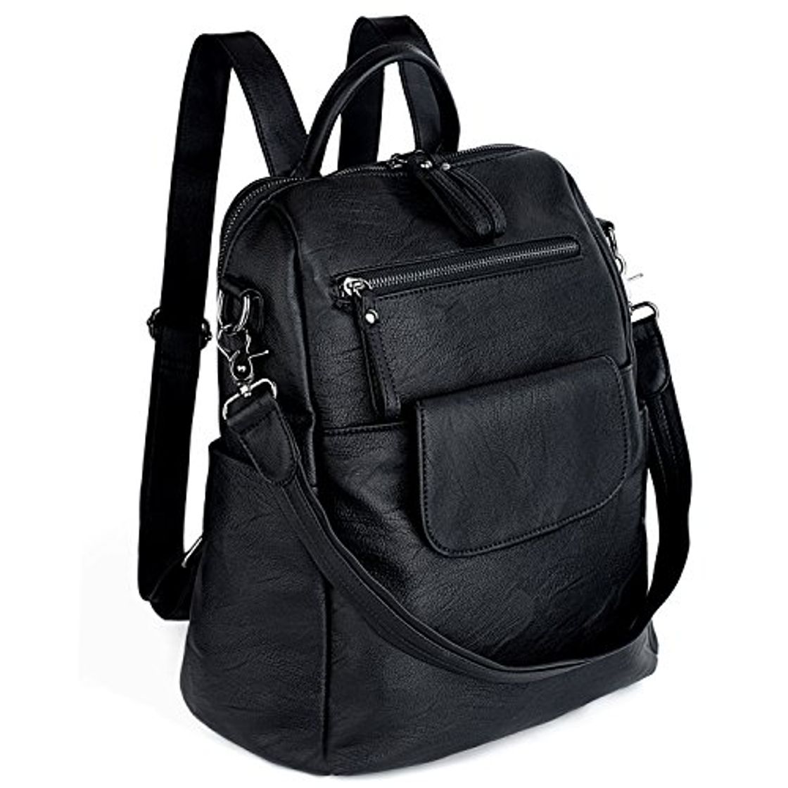 Productos UTO Mujer Bolso Mochila de Dama Bolso Escolar de Cuero Sintético 3 Maneras Bolso para Viajar Diario con Correa Negro