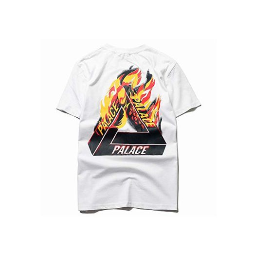 YEEXCD Camiseta de Hombre Tide Brand Palace Manga Corta Hip Hop Flame