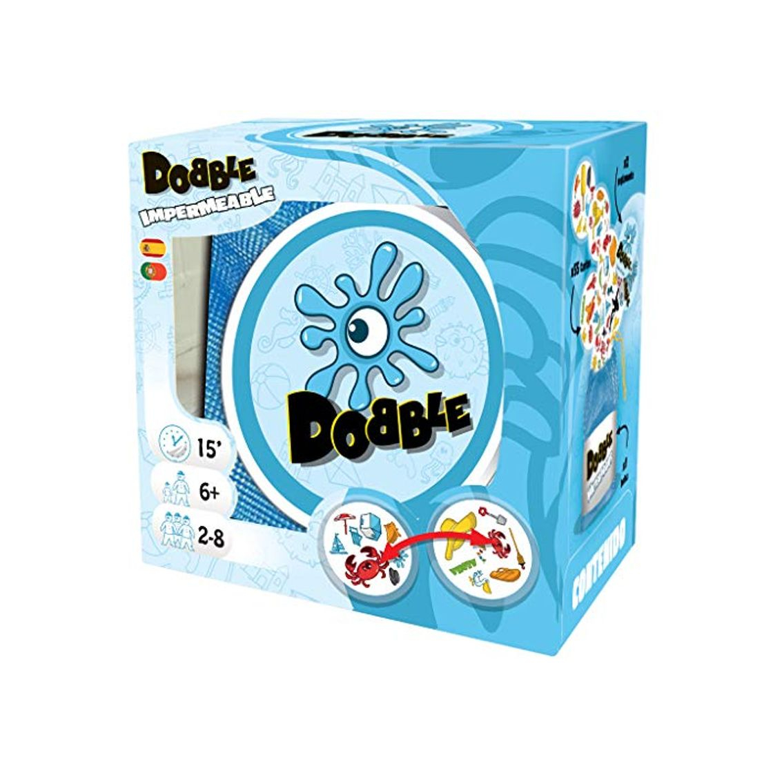 Social Asmodee - Dobble Waterproof, Juego de cartas impermeable