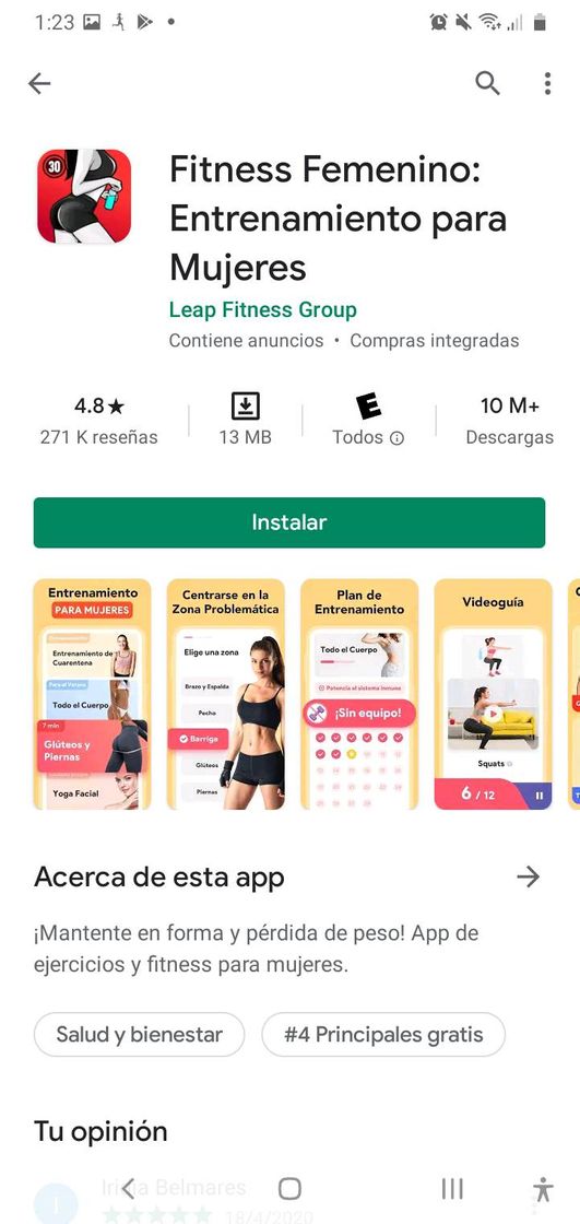 App Fitness femenino: entrenamiento para mujeres.