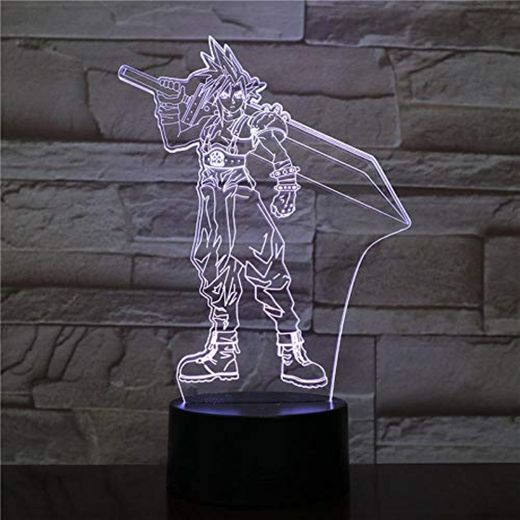 USB 3D LED luz nocturna nube Nube de luchas Figura decoración niños niños niños bebés regalos juego Final fantasy 7 Lámpara de mesa lámpara de neón usb recargable lectura dormir noche alimenta decorac