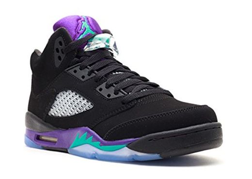 Nike GS Air Jordan 5 Retro 'Black Grape' Black/New Emerald-Grape Ice Trainer