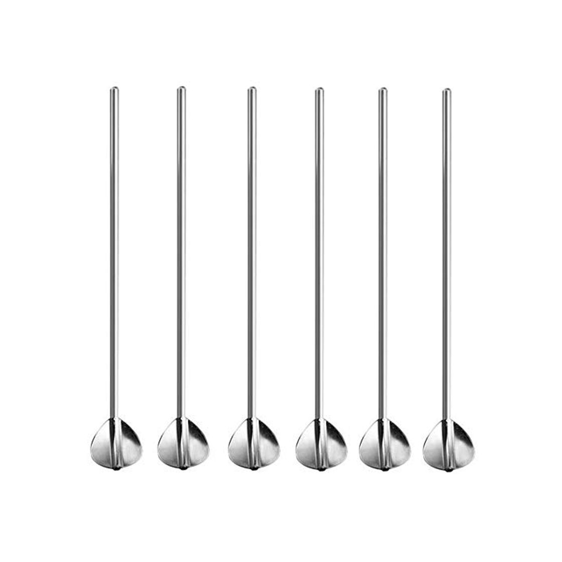 Products Jixista 6pcs Paja en Forma de Corazón de Acero Inoxidable de acero inoxidable cuchara pajita en forma popote de café cóctel Ice Cream Stirrers para el hogar cocina Bar Suministros