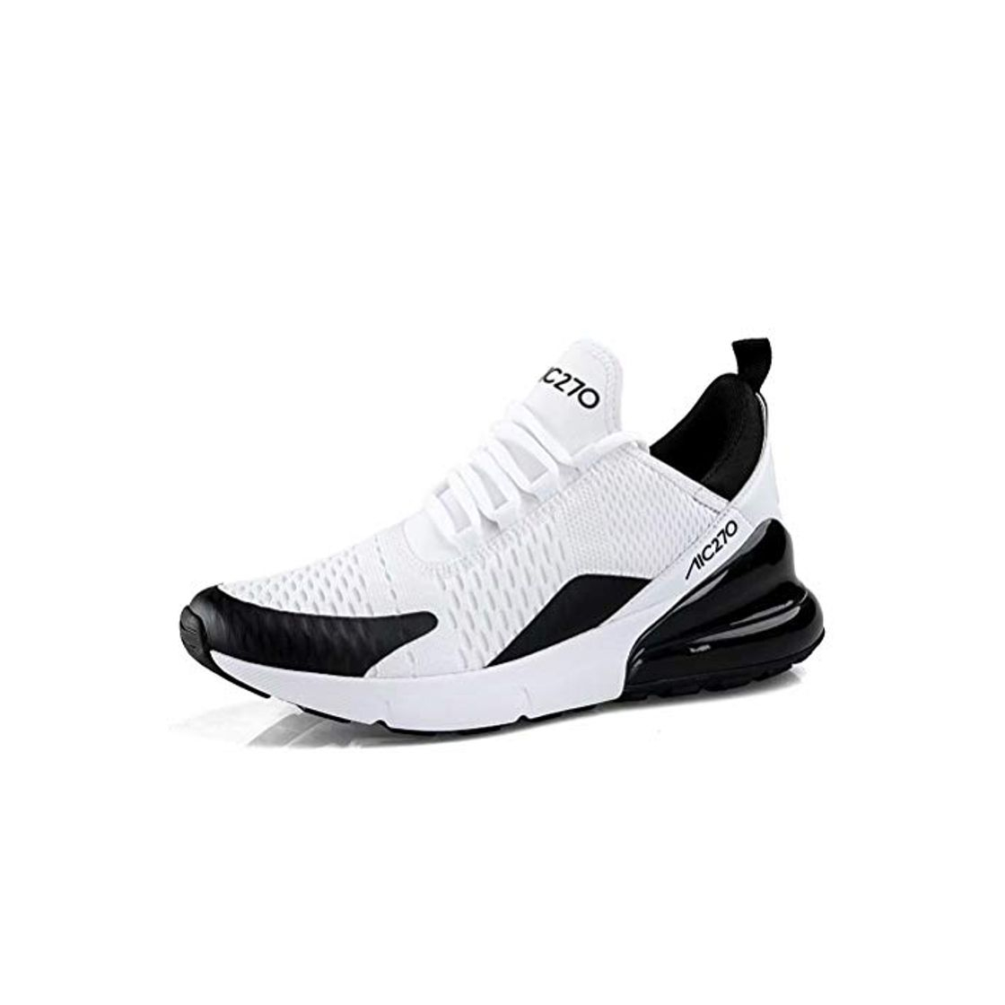 Moda Zapatillas Running Hombre Antideslizantes Ligeras Zapatillas de Correr Casual para Deportivas de Malla Blanco Negro 42