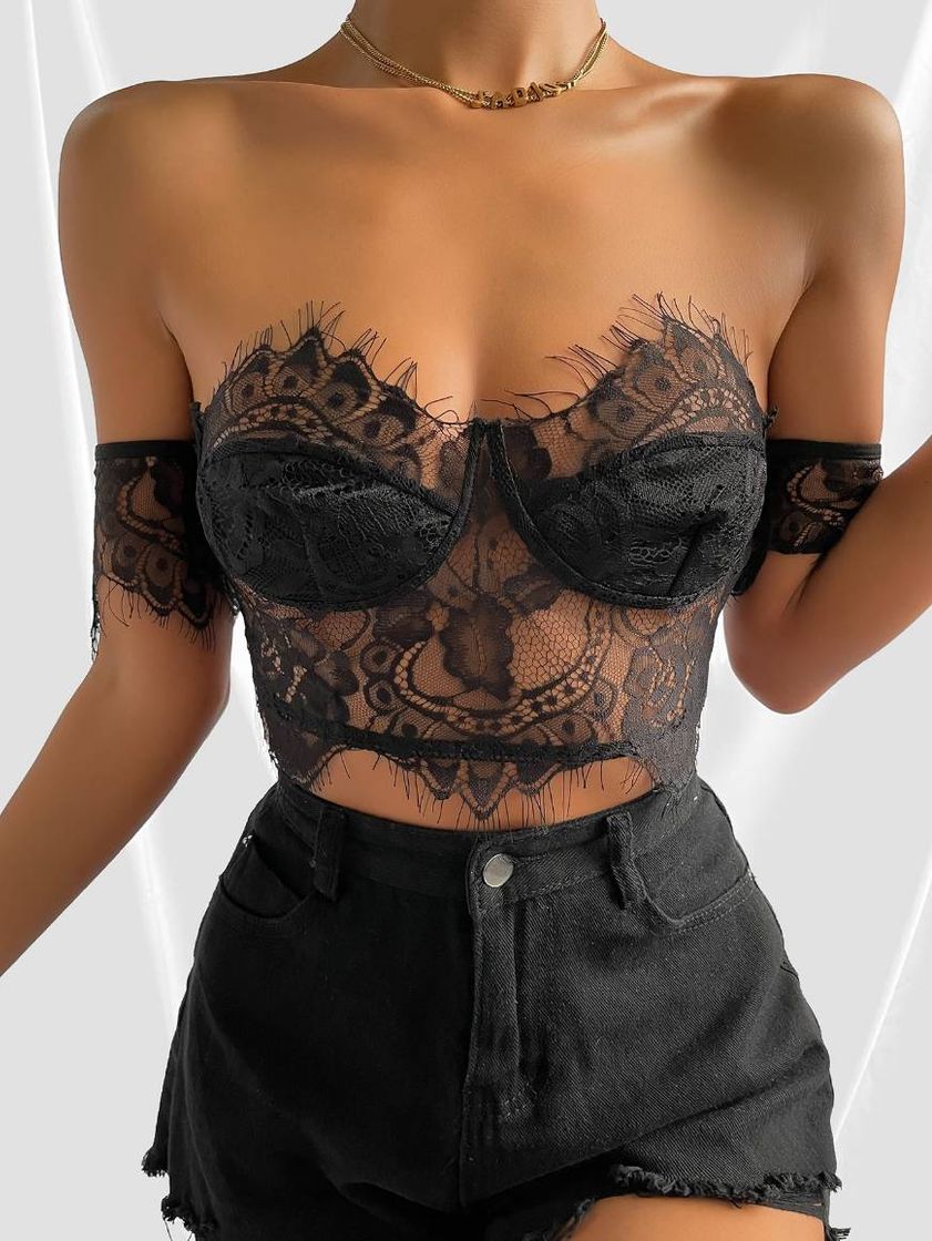 Top encaje negro