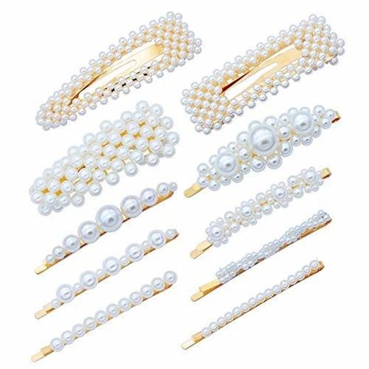 10 Unidades de Perlas de Faux Clips de Pelo Barrettes para Mujeres