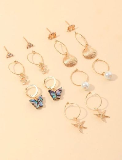 7pairs Butterfly Charm Earrings