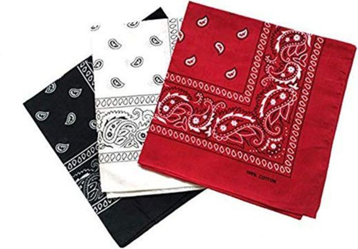 Social Pack 3 Pañuelos Bandanas Paisley de Algodón 55x55cm para Cuello o Cabeza