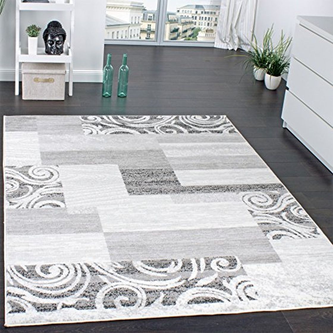 Home Alfombra De Pelo Corto para Sala De Estar Decoración Interior Gris Crema,