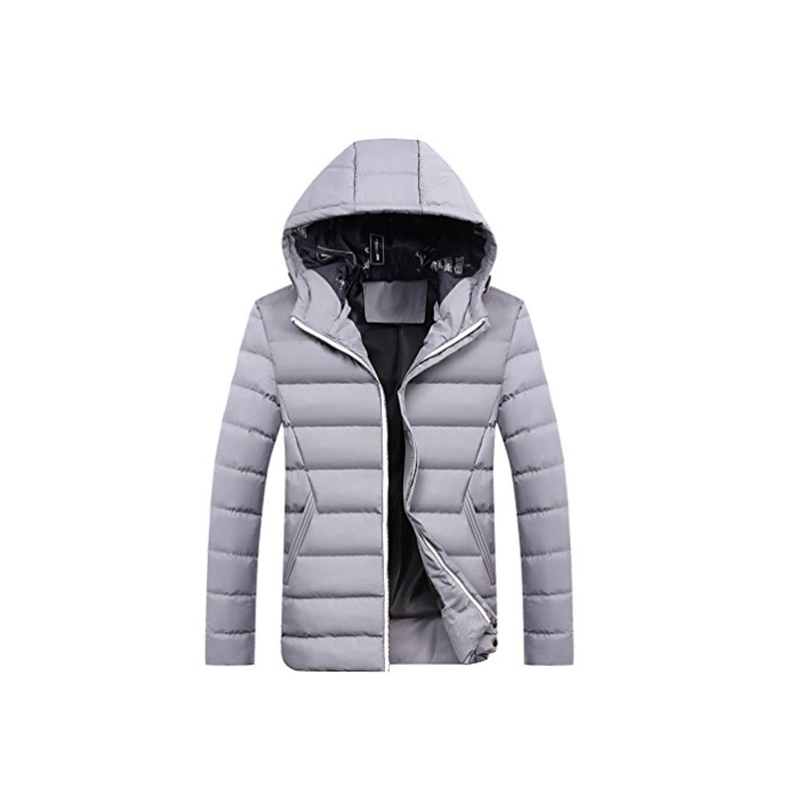 Moda YuanDian Hombre Inverno Casual Talla Grande Acolchado Casacas De Pluma Espesar Cálido Impermeable A Prueba De Viento Guateada Plumiferos Chaqueta Abrigo Gris M