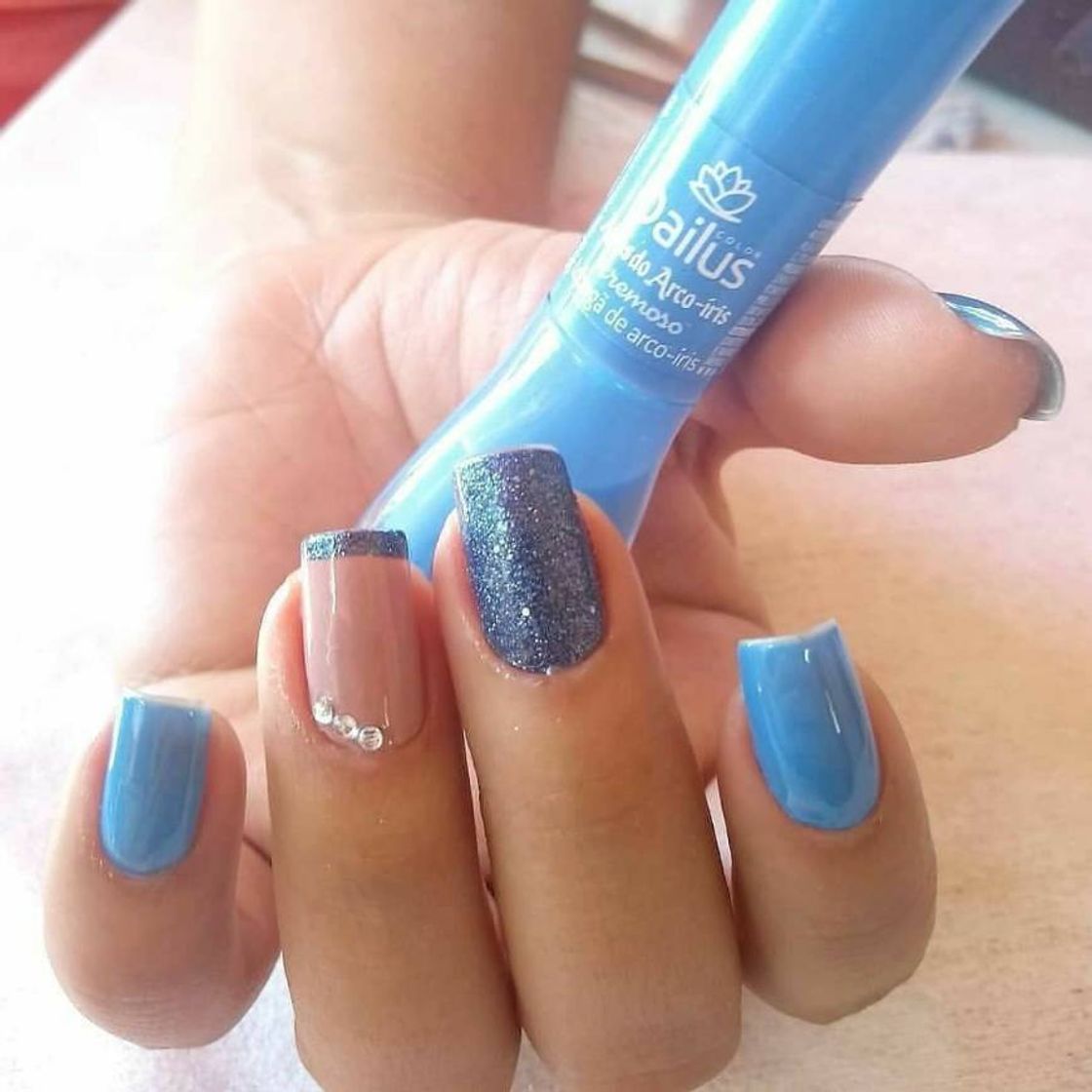 Fashion Unhas azul bb