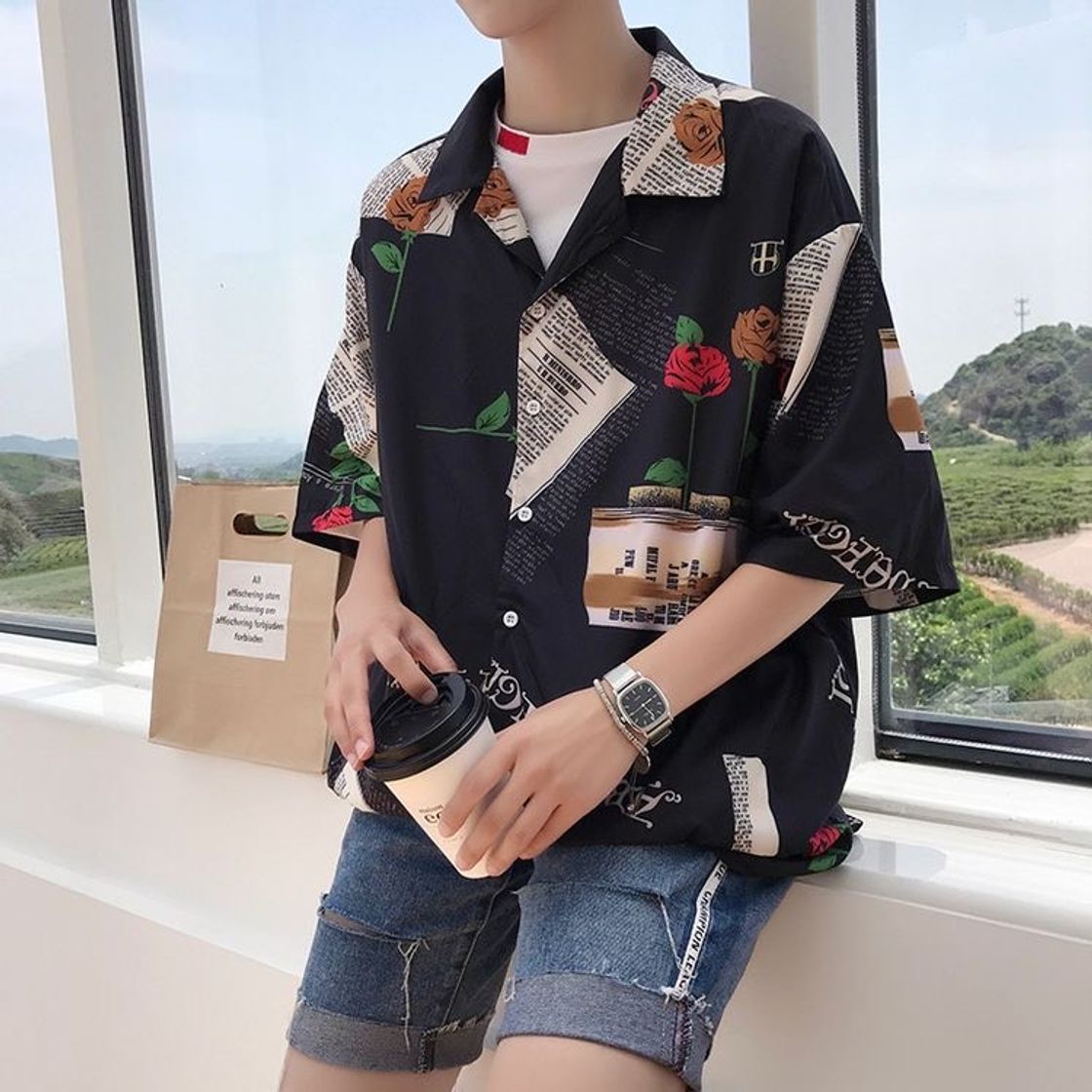 Fashion New Summer Men Shirt Version Of Loose 🖤