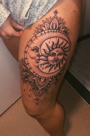 Sun and moon tattoo