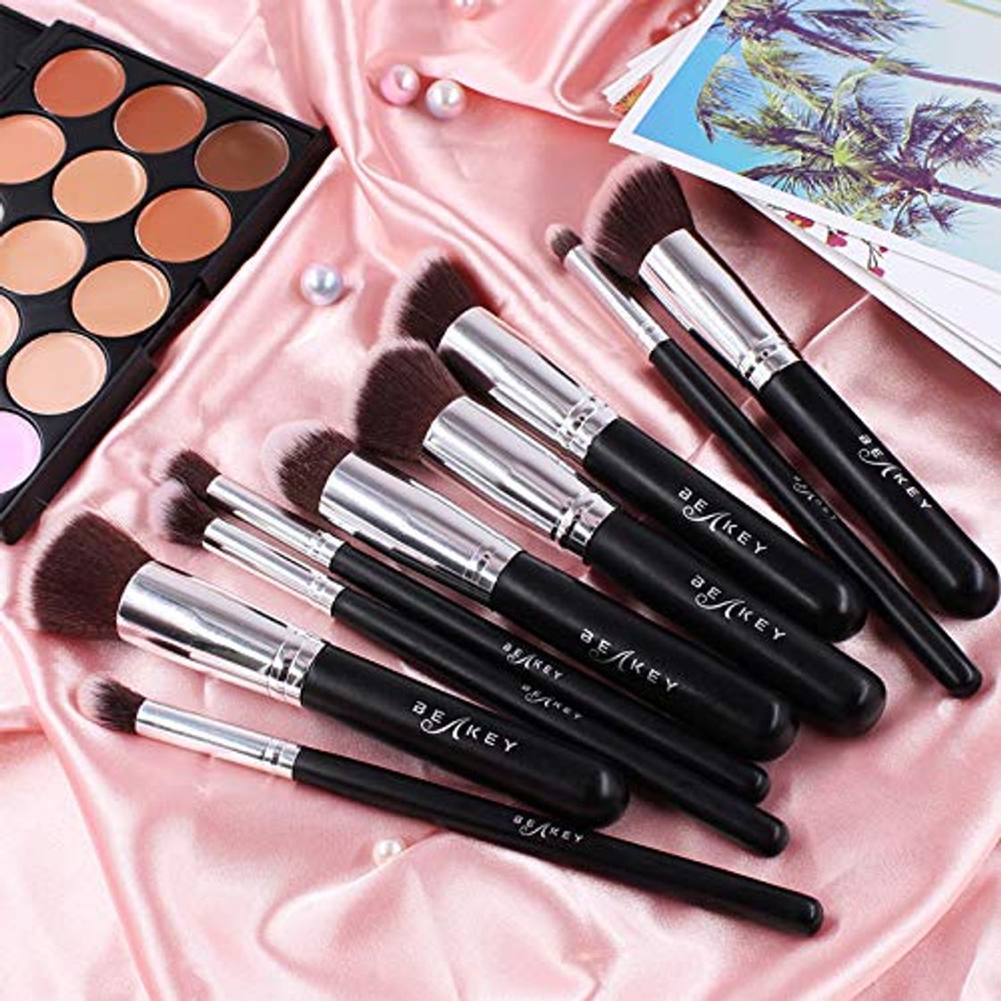 Social BEAKEY Set de Brochas de Maquillaje Profesional, Synthetic Kabuki Premium para Base