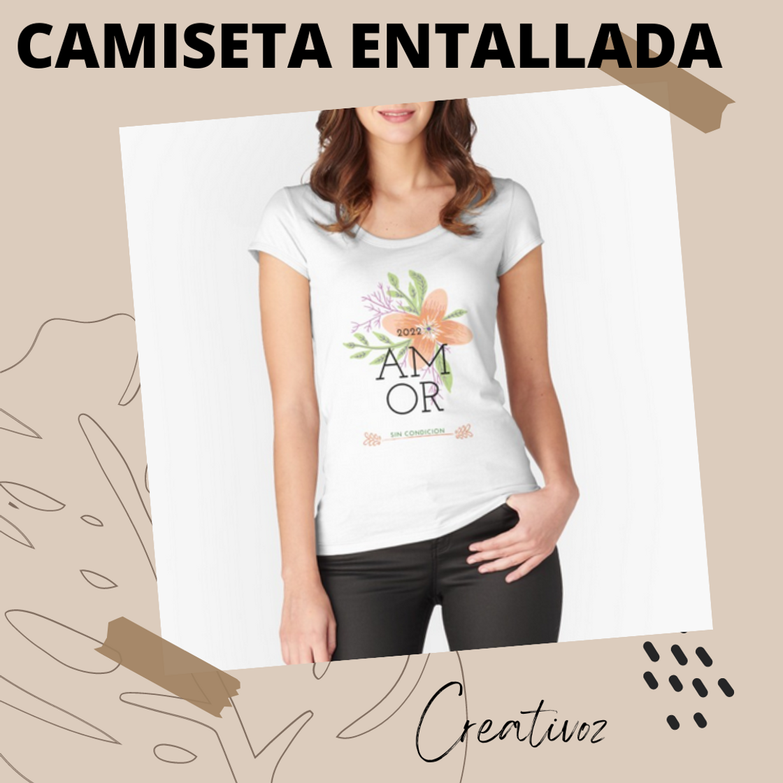 Moda Camiseta flor amor