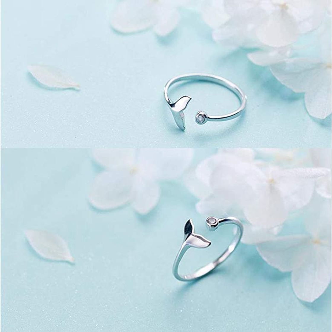 Social Chereda Cristal delfín Ballena Cola de Pescado Animal Dedos Abiertos Anillo Mujeres