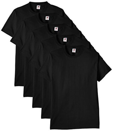 Fruit of the Loom Heavy Cotton tee Shirt 5 Pack Camiseta, Negro,