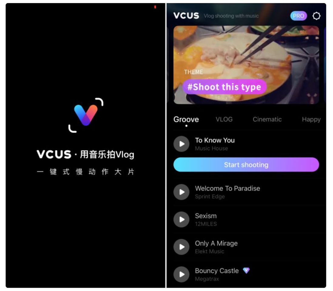 App VCUS -Vlog shooting with music