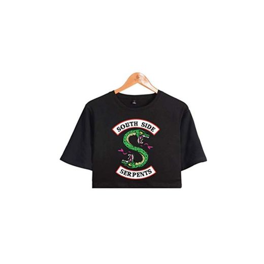 JLTPH Camiseta Mujeres Riverdale South Side Serpents Imprimiendo Crop Top T-Shirts Manga