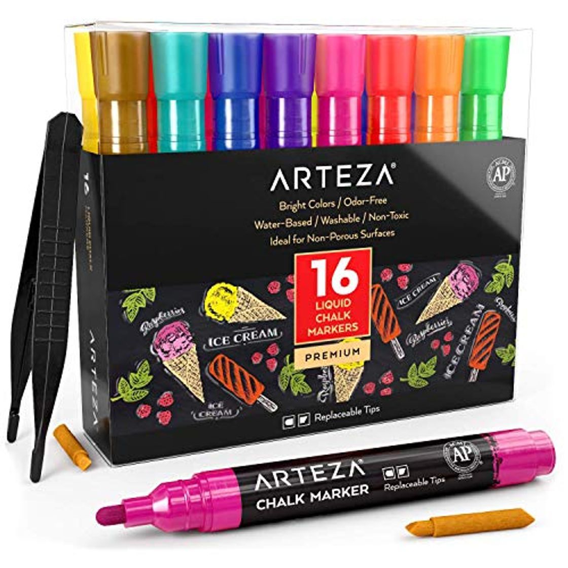 Products Arteza Rotuladores metalizados de tiza líquida | Set de 16 marcadores de