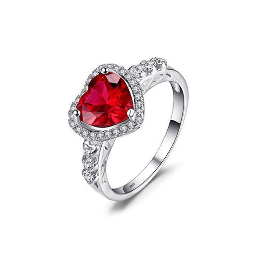 JewelryPalace Anillo con rubí en forma de corazón Plata de ley 925