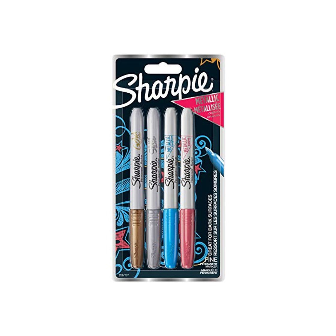 Social Sharpie rotuladores metálicos permanentes, punta fina, colores surtidos, juego de 4