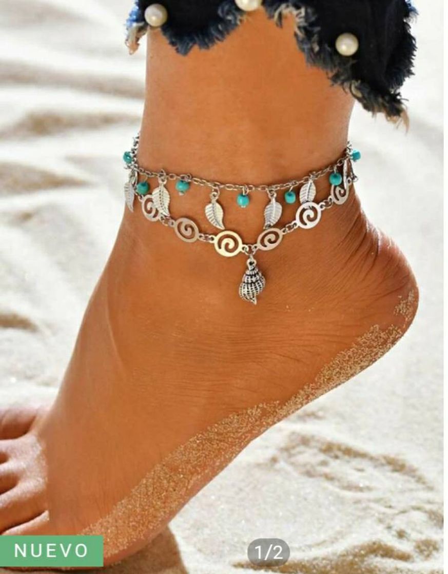 Social 1pc Shell & Leaf Charm Layered Anklet