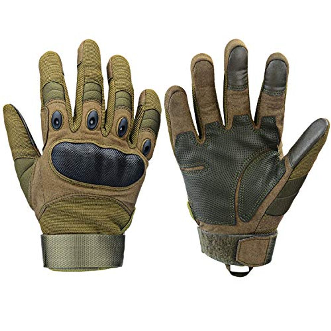 Product Xnuoyo Goma nudillo Duro Dedo Completo y Medio Dedo Guantes Guantes Protectores Guantes de Pantalla táctil para Motocicleta Ciclismo Caza Escalada Acampar Ejercito Verde L