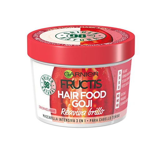 Garnier Fructis Hair Food Mascarilla Capilar 3 en 1 Goji Reaviva Brillo
