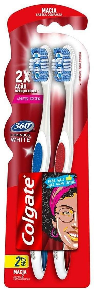 Moda Escova Dental Colgate 360º Luminous White 2Unid Promo Leve 2