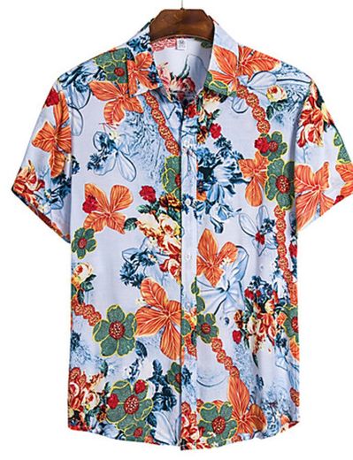 Hombre Floral Camisa Básico Boho Diario Playa