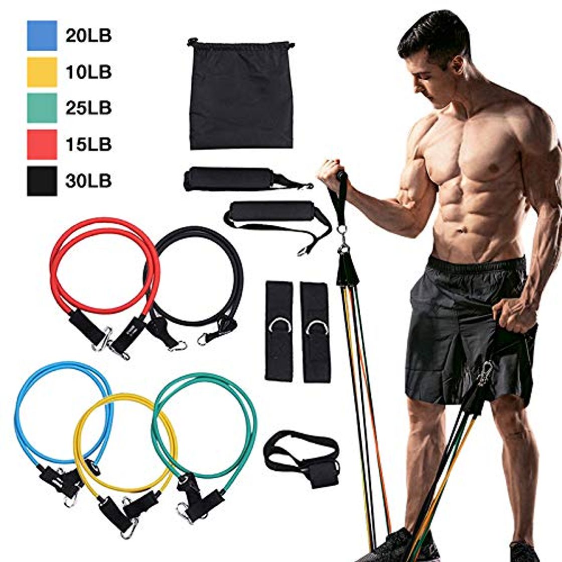 Product WAZA 11PCS Sistema de Entrenamiento de Ejercicios de Fitness con 5 Banda