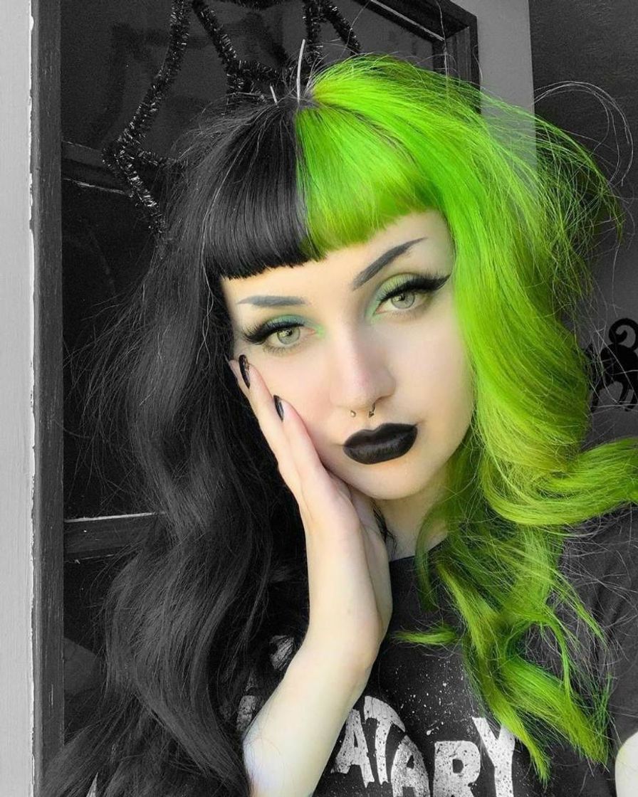 Fashion split hair verde + preto