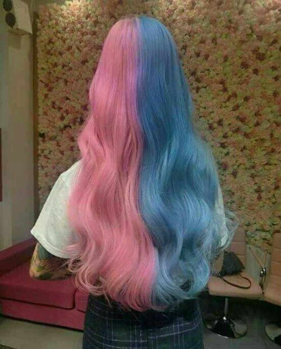 Fashion split hair pink + blue