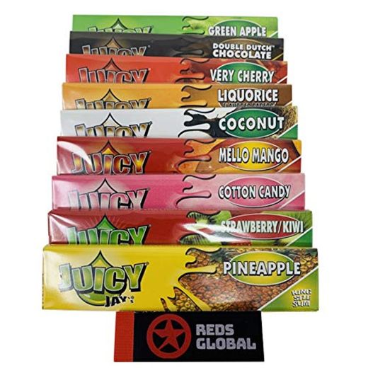 Reds Brand Exclusive Filter Tips and 1 Tips and 9 booklets Juicy Jay's Mixed King Size Flavoured Rolling Papers