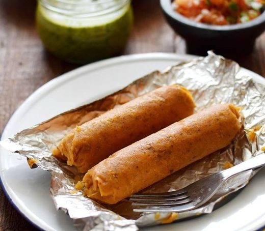 Tamales hechos con papel aluminio