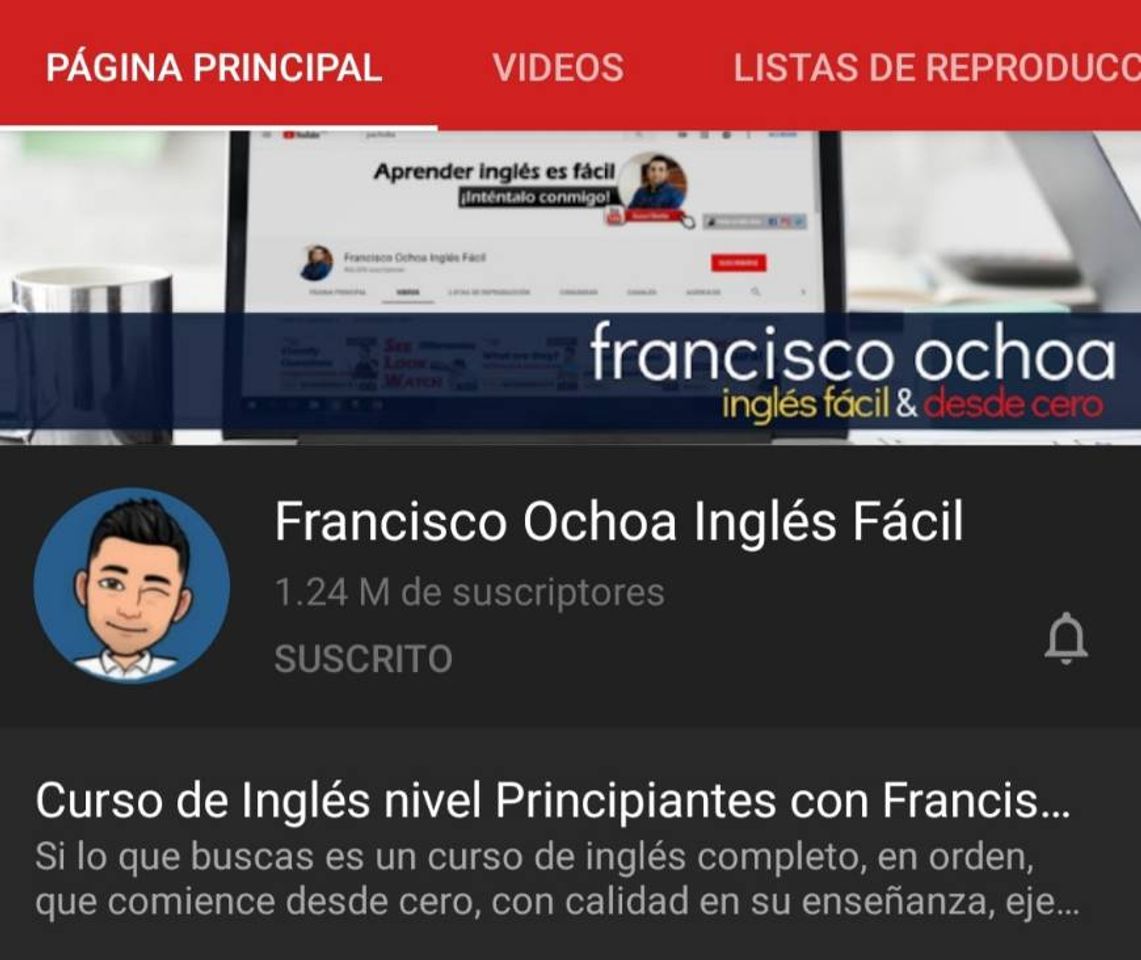 Moda Canal de YouTube : Francisco Ochoa inglés fácil