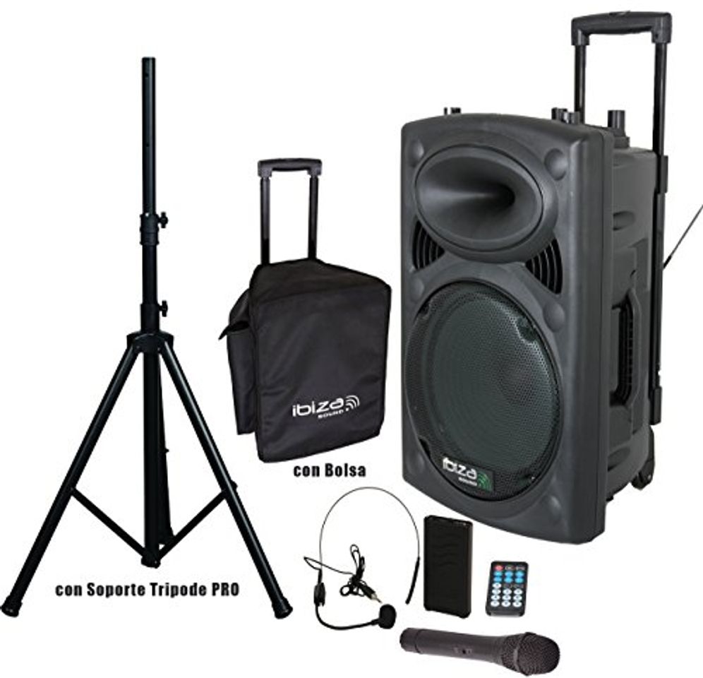 Producto Ibiza Sound PORT15VHF-BT Altavoz 15" Bluetooth con batería