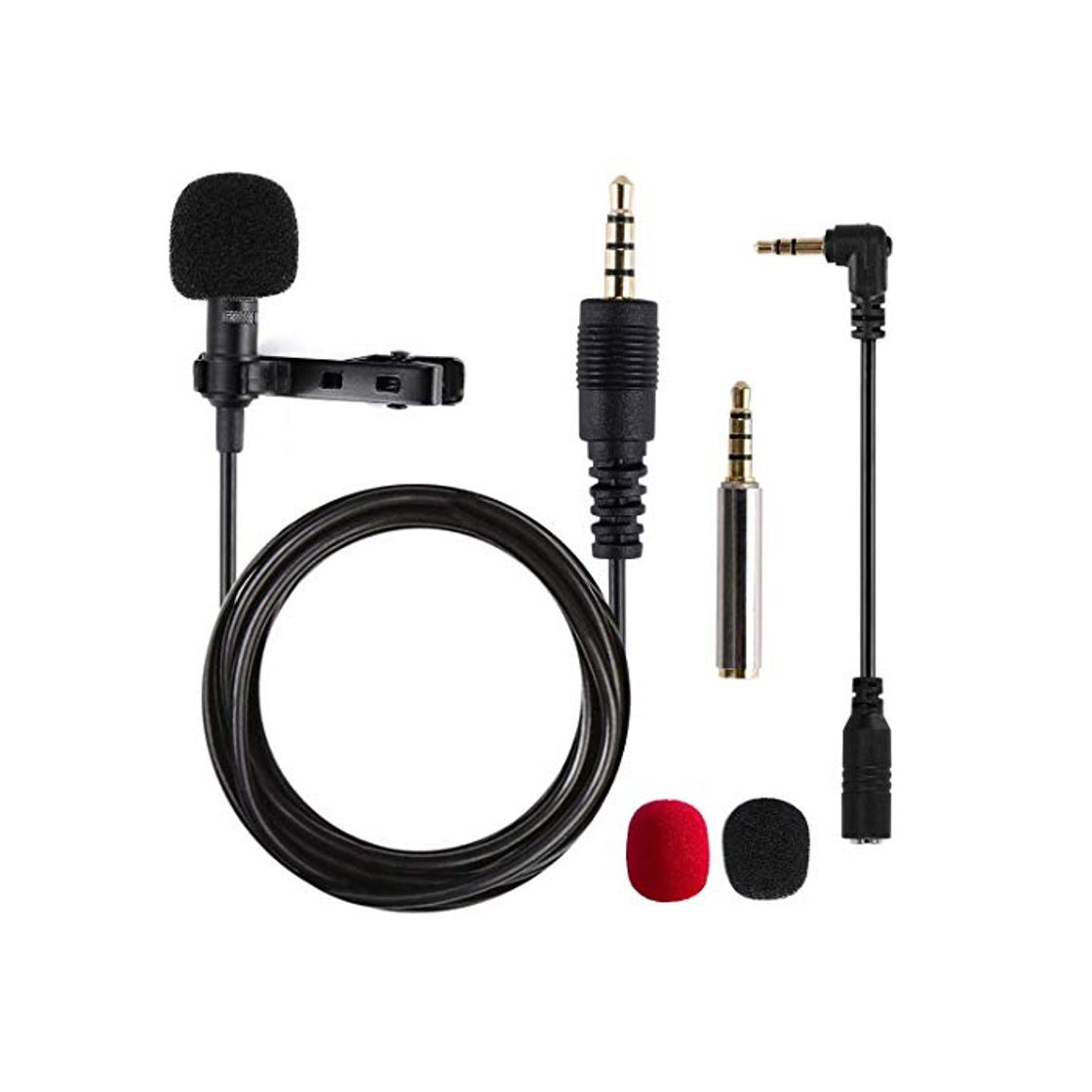 Social Micrófono de Solapa, omnidireccional lavalier Micrófono de condensador de 5.6pies Audio Cables