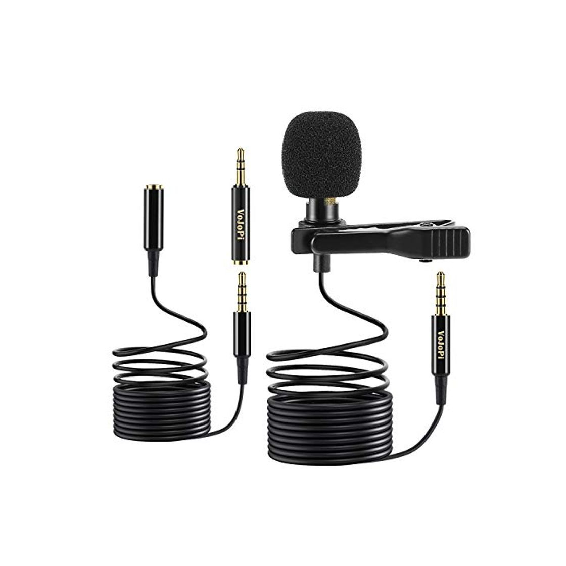 Social VoJoPi Microfono Solapa, Omnidireccional Lavalier Micrófono de Condensador con 2 m Audio