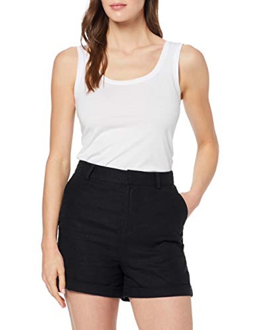 Producto Marca Amazon - MERAKI Shorts de Lino Mujer, Negro