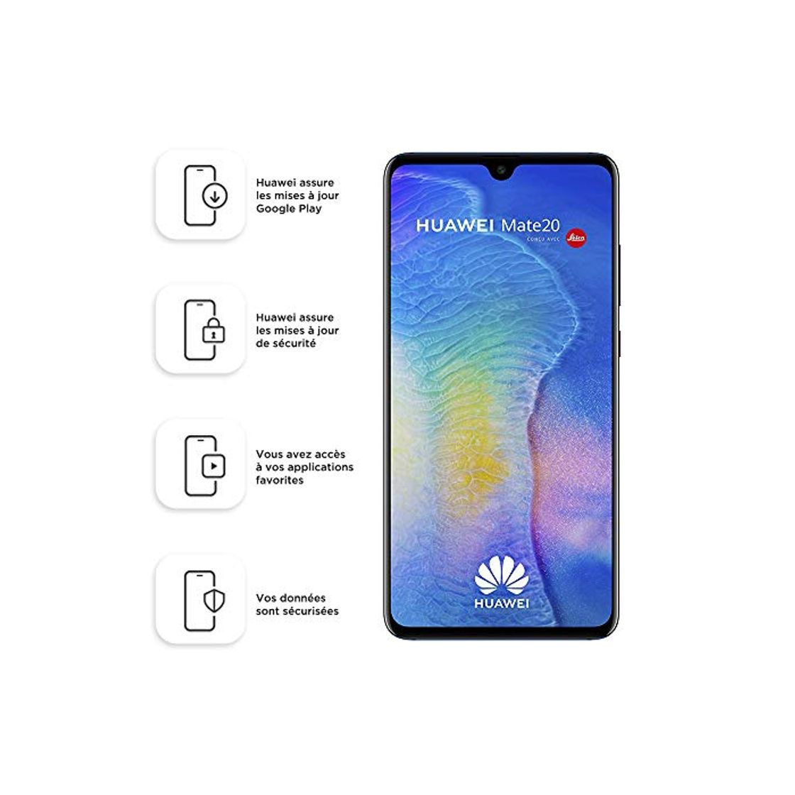 Social Huawei Mate20 128 GB/4 GB Dual SIM Smartphone - Midnight Blue