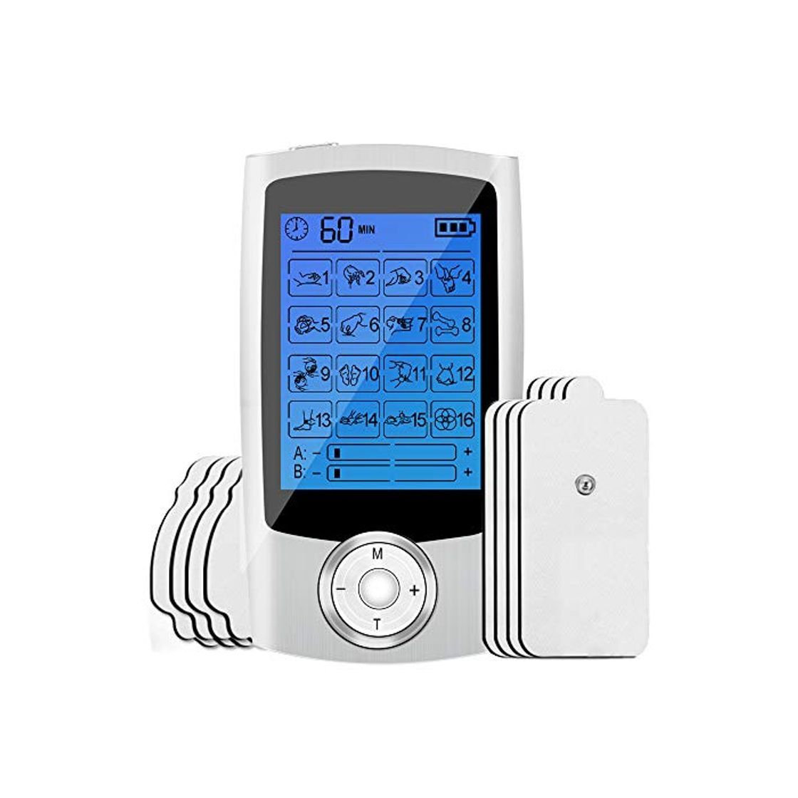 Social Electroestimulador Digital Portatil, Estimulador Muscular 16 Modos 2 Canales USB Recargable Masajeador