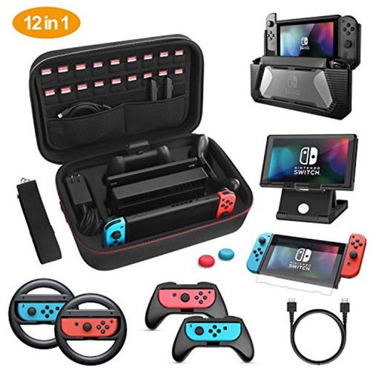 HEYSTOP Kit de Accesorios 12 en 1 para Nintendo Switch