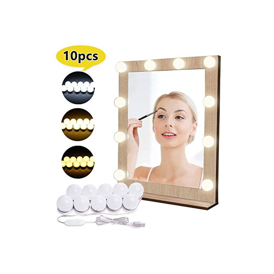 Social Luces para Espejo de Maquillaje LED Lámpara de Espejo Cosmético de Tocador