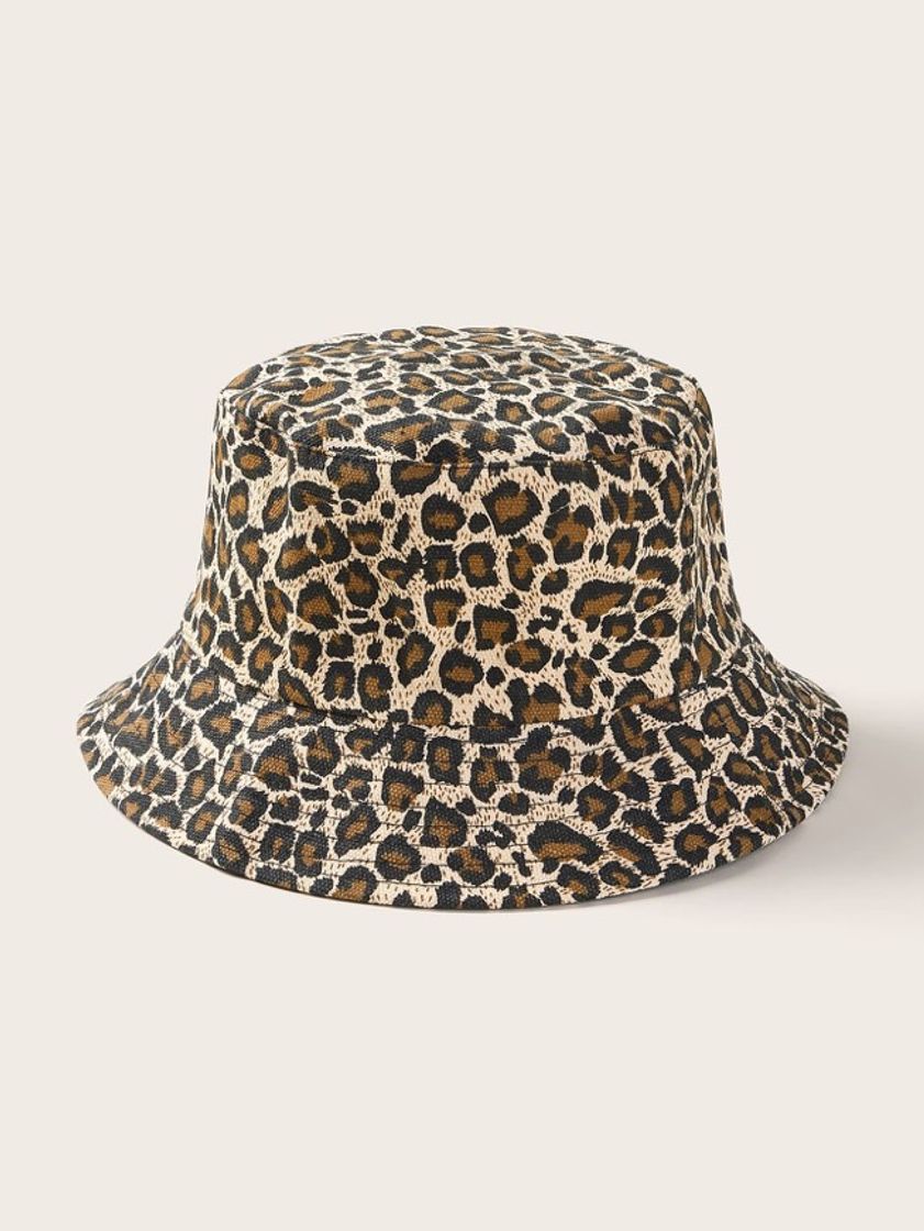 Moda Bucket hat con patrón de leopardo